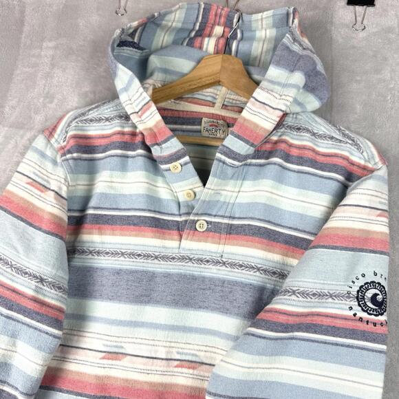 Faherty Other - Faherty Baja Hoodie Mens M Striped Surf Beach Pullover Hooded Shirt Surf Coastal